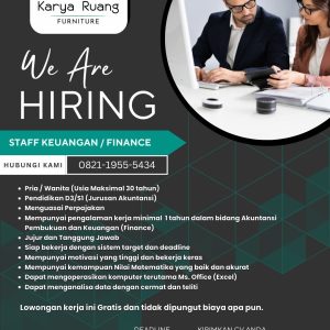 Lowongan Kerja Karya Ruang Furniture Penempatan Tasikmalaya, Deadline 30 November 2024