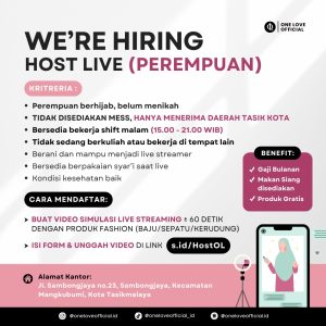Lowongan Kerja One Love Official Penempatan Tasikmalaya