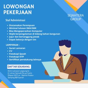 Lowongan Kerja Sejahtera Group Penempatan Tasikmalaya, Minimal Lulusan SMA/SMK