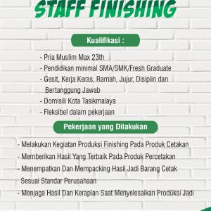 Lowongan Kerja Srebu Project Penempatan Tasikmalaya, Pendidikan Minimal SMA/SMK atau Fresh Graduate