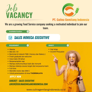 Lowongan Kerja PT. Culina Gemilang Indonesia Penempatan Tasikmalaya, Terbuka Untuk Fresh Graduate