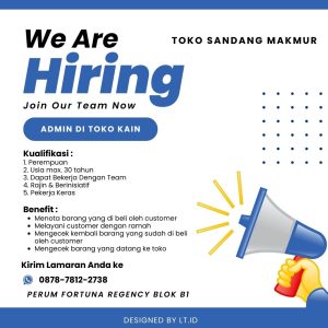 Lowongan Kerja Toko Sandang Makmur Penempatan Tasikmalaya, Umur 30 Tahun Bisa Daftar!