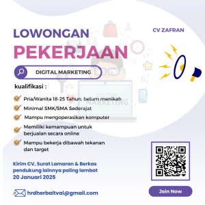 Lowongan Kerja CV Zafran Penempatan Tasikmalaya, Minimal SMK SMA Sederajat