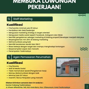 Lowongan Kerja PT. Bangun Bumi Parahyangan Penempatan Tasikmalaya, Pendidikan Minimal SMA Sederajat