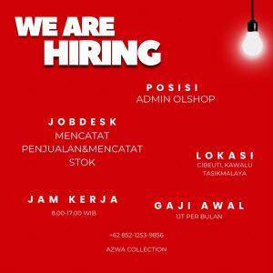 Lowongan Kerja Sebagai Admin di Azwa Collection Untuk Penempatan Tasikmalaya
