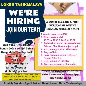 Lowongan Kerja Terbaru Sebagai Admin Online Untuk Penempatan Tasikmalaya