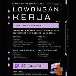 Lowongan Kerja Terbaru di Garden Galaxy Tasikmalaya, Cek Persyaratan dan Posisinya disini
