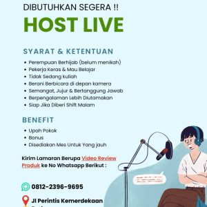 Lowongan Host Live di Tasikmalaya – Segera Bergabung dan Dapatkan Benefit Menarik!