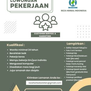 Lowongan Kerja Reza Herbal Indonesia Penempatan Tasikmalaya, Cek Persyaratannya disini