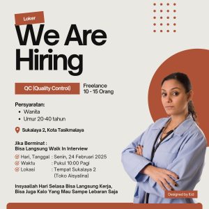 Walk In Interview Lowongan Kerja Sebagai Quality Control di Tasikmalaya, Maksimal Umur 40 Tahun Bisa Daftar