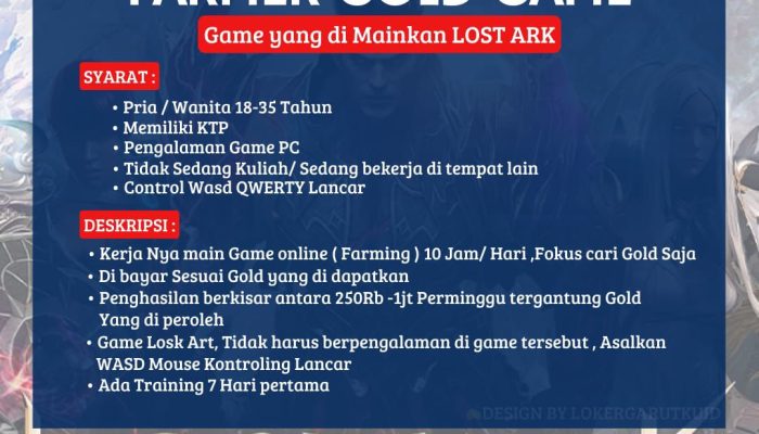 Lowongan Kerja Farmer Gold Game di Bandung! Cek Persyaratannya disini