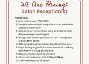 Lowongan Kerja Hair Therapist & Salon Receptionist di Kanta Hair Salon, Dipati Ukur 2025