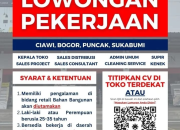 Lowongan Kerja Indo Bangunan: Kepala Toko, Sales, Admin, Supir, dan Posisi Lainnya