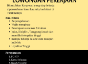 Lowongan Kerja Laundry – Karyawati (Tasikmalaya)