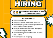 Lowongan Kerja Staff Optik, Refraksionis, & Operator Faset di Optik G&S Serpong