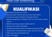 Lowongan Kerja Host Live Streaming Full Time (Wanita/Pria) di Cakra Putra Sukapura