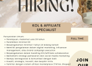 Lowongan Kerja KOL & Affiliate Specialist Full Time di Aisyalina ID – Fashion Tasikmalaya