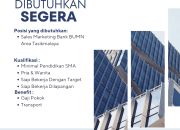 Lowongan Kerja Sales Marketing Bank BUMN PT Anugerah Rekanan Bersama Area Tasikmalaya