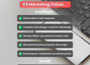 Lowongan Kerja CS Marketing Online Rata Kanan Terbaru 2025 (Fresh Graduate Diutamakan, Gaji + Bonus)