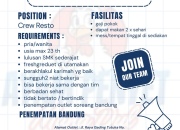 LOWONGAN KERJA: CREW OUTLET AYAM PENYET MANG DUL (PENEMPATAN BANDUNG)