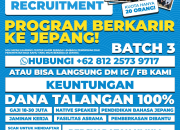 Loker Program Berkarir ke Jepang Batch 3: LPK SOU Depok School | Gaji 18-30 Juta (Kuota 20 Orang)