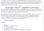 Lowongan Kerja Staff Accounting & Tax PT Yogadhani Gemilang 2026