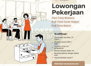 Lowongan Kerja Part Time Waiters, Cook Helper, dan Baker 2026