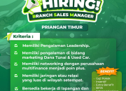Lowongan Kerja Branch Sales Manager di Taklis Priangan Timur 2026