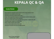 Lowongan Kerja Kepala QC & QA di PT Kharisma Harvest Industry 2026