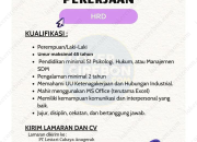 Lowongan Kerja HRD PT Lestari Cahaya Anugerah 2026