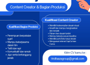 Lowongan Kerja Content Creator dan Bagian Produksi di Faaza Group Terbaru 2026