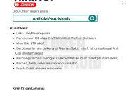 Lowongan Kerja Ahli Gizi / Nutrisionis Rumah Sakit Medina 2026