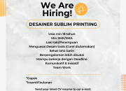Lowongan Kerja Desainer Sublim Printing di Caldera Corner Tasikmalaya Terbaru 2026