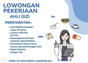 Lowongan Kerja Ahli Gizi SPPG Yayasan Aras Jaya Pangan Tasikmalaya 2026