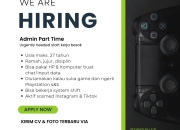 Lowongan Kerja Admin Part Time Scorplay Rental PS 2026 – Urgent!