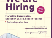 Lowongan Kerja English 1 Tasikmalaya 2026: Rekrutmen Marketing & Pengajar English Teacher