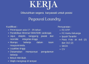 Loker Pegawai Laundry di Indihiang, Tasikmalaya – Terbaru 2026