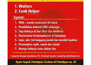 Loker Waiters & Cook Helper Ayam Gepuk Pekalipan Terbaru 2026