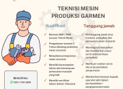 Loker Teknisi Mesin Produksi CV Sunly Garmen Indo 2026