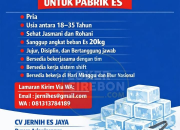 Loker Pabrik Es CV Jernih Es Jaya Terbaru 2026