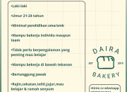 Lowongan Kerja Bakers (Pembuat Roti) Daira Bakery Tasikmalaya 2026
