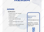 Lowongan Kerja Admin CV Mega Karya Nirwana Terbaru 2026, Minimal Lulusan SMA / Sederajat
