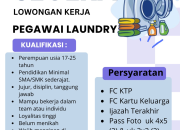 Lowongan Kerja Pegawai Laundry di Indihiang, Tasikmalaya Terbaru 2026