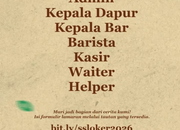 Lowongan Kerja Sumrah Serambah Tasikmalaya Terbaru 2026: Admin, Kepala Dapur, Kepala Bar, Barista, Kasir, Waiter, & Helper